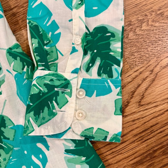 J CREW The Perfect Shirt Size 0 White with Palm Leaf Print Worn Once - Picture 7 of 10